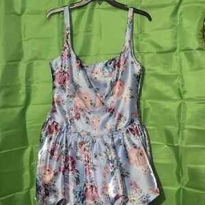 Floral Blue Prom Dress